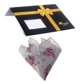 Men's Rose white floral Pocket Square Hanky Handkerchief - Amedeo Exclusive